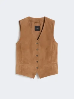 Suede waistcoat - BROWN