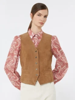 Suede waistcoat - BROWN