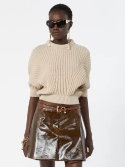 Sunburst-patterned cotton-blend sweater - BEIGE