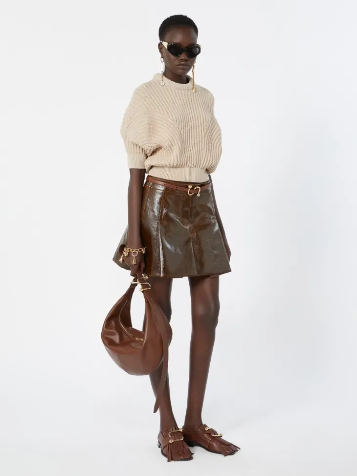 Sunburst-patterned cotton-blend sweater - BEIGE