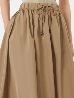 Taffeta midi skirt - KAKI