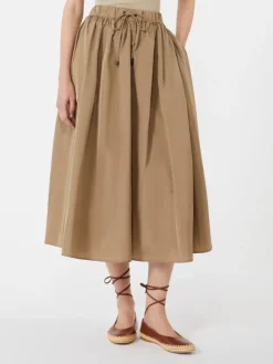 Taffeta midi skirt - KAKI