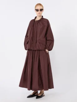 Taffeta pleated skirt - BORDEAUX