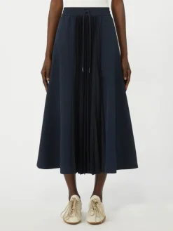 Technical fabric and jersey skirt - NAVY