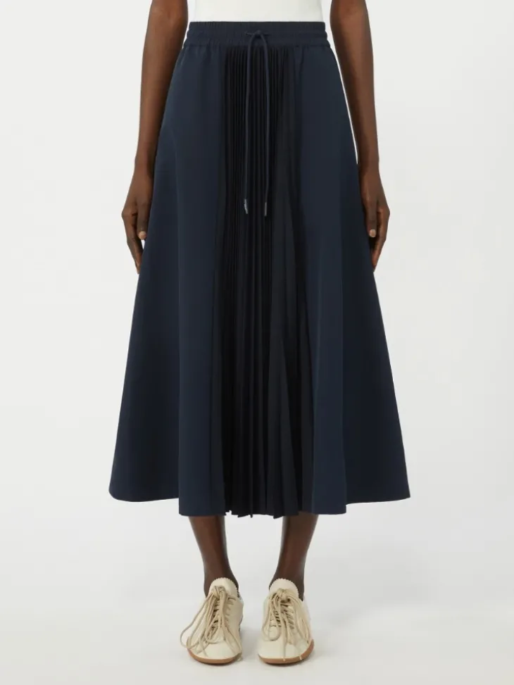 Technical fabric and jersey skirt - NAVY