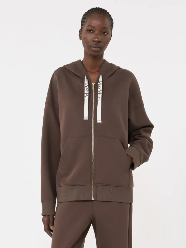 Technical jersey zip-up sweatshirt - CHOCOLATE