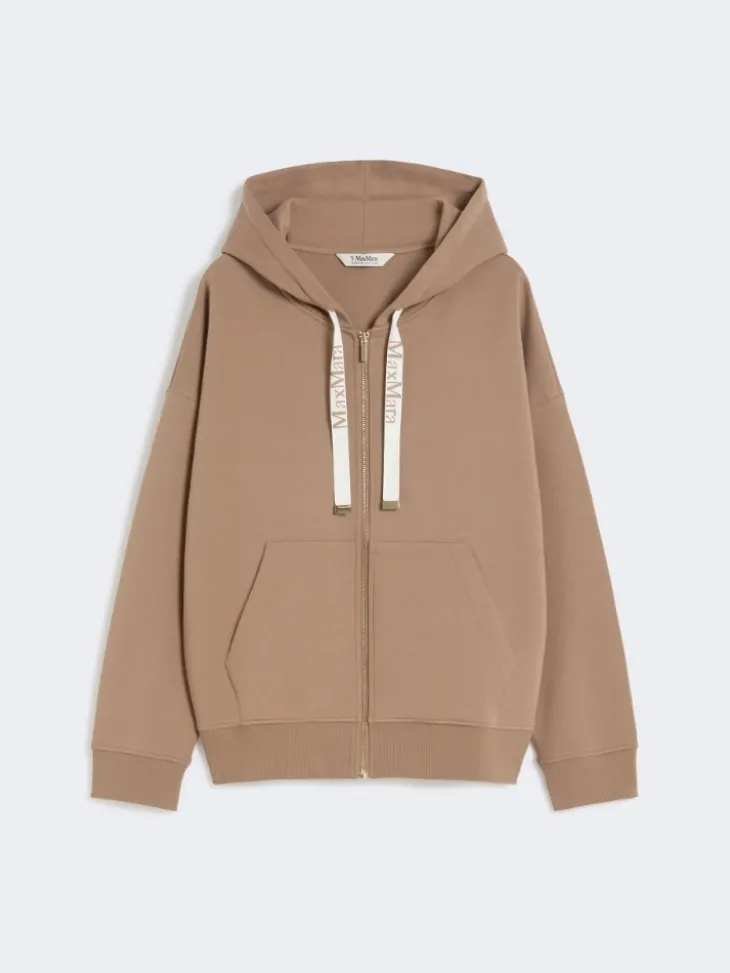 Technical jersey zip-up sweatshirt - CAMEL