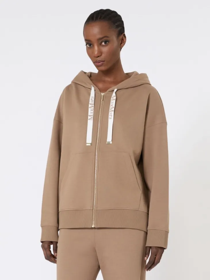 Technical jersey zip-up sweatshirt - CAMEL