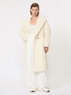 Teddy Bear Icon Coat in alpaca and wool - WHITE