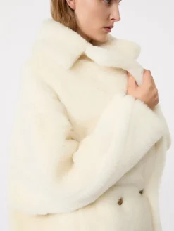 Teddy Bear Icon Coat in alpaca and wool - WHITE