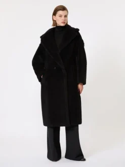 Teddy Bear Icon Coat in alpaca and wool - BLACK