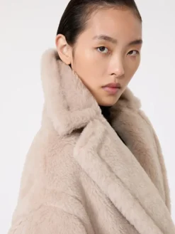 Teddy Bear Icon Coat in alpaca and wool - SAND