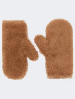 Teddy fabric mittens - CAMEL