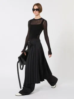 Trompe l'oeil viscose jumper - BLACK