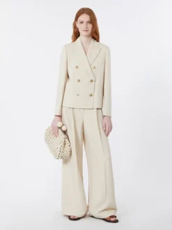 Viscose and linen blazer - BEIGE