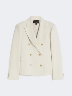 Viscose and linen blazer - BEIGE