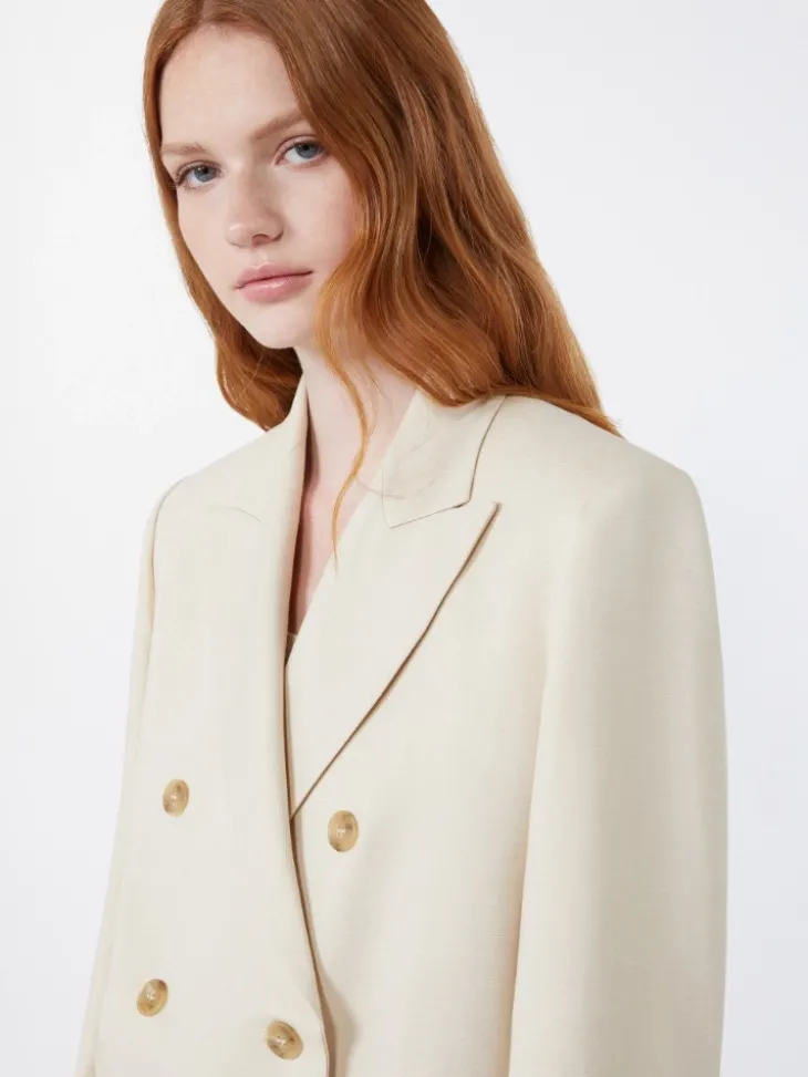 Viscose and linen blazer - BEIGE