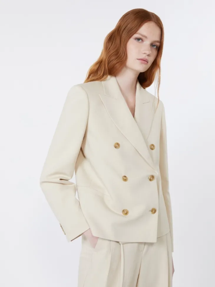 Viscose and linen blazer - BEIGE