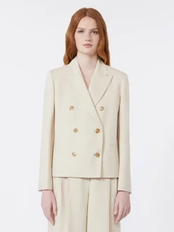 Viscose and linen blazer - BEIGE