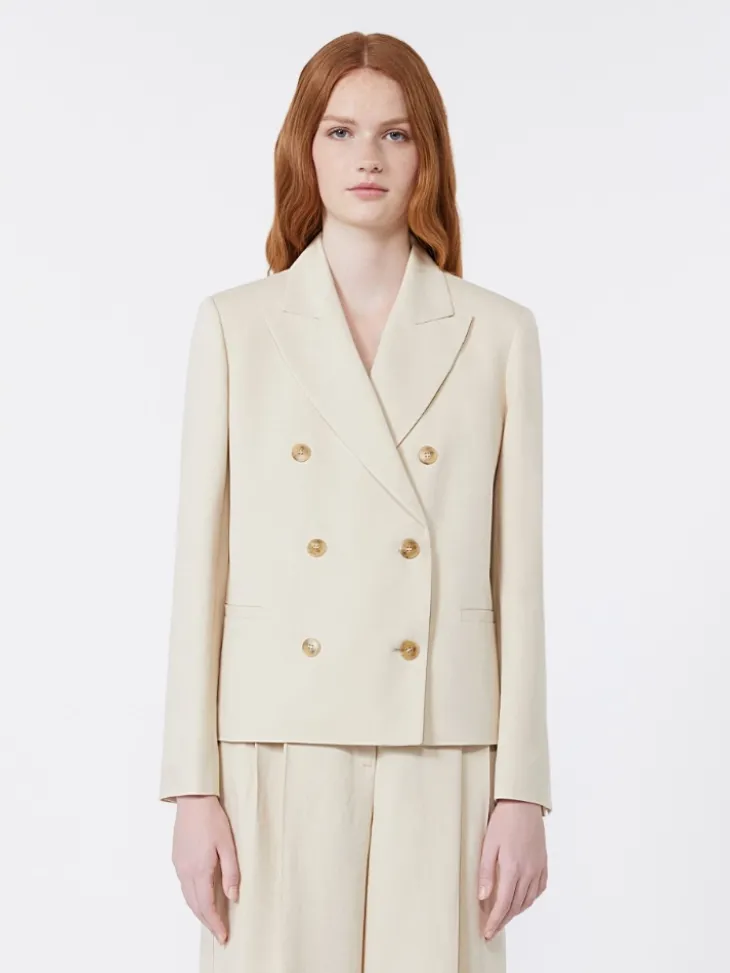 Viscose and linen blazer - BEIGE