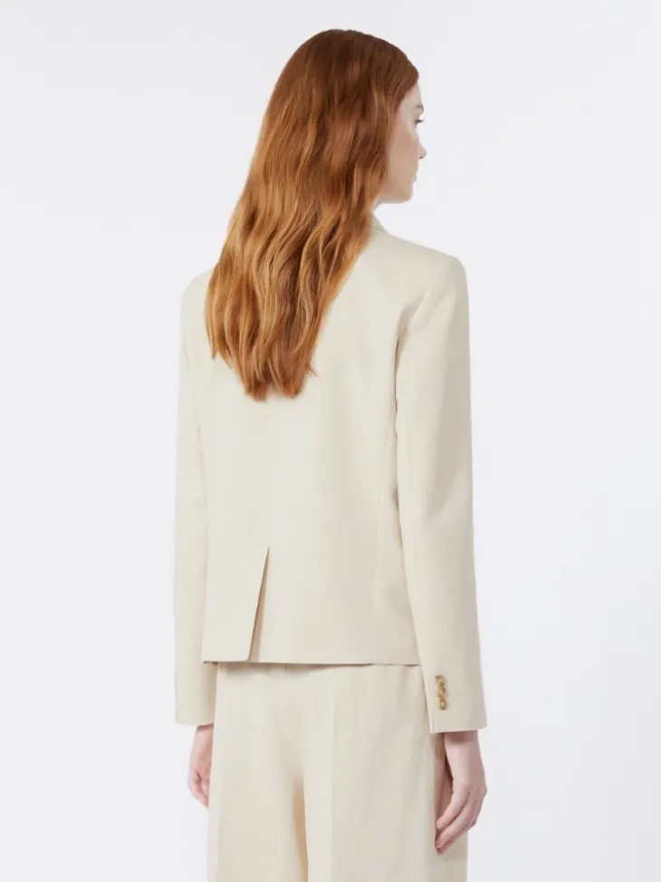 Viscose and linen blazer - BEIGE
