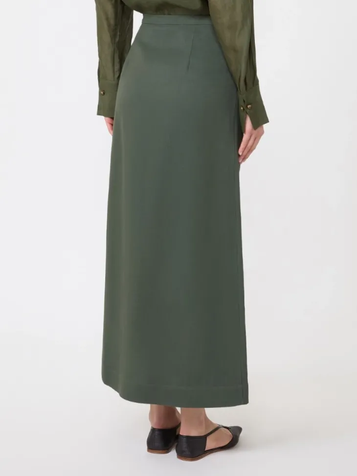 Viscose and linen canvas skirt - KAKI