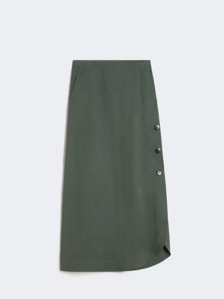 Viscose and linen canvas skirt - KAKI