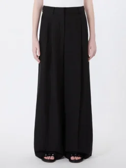 Viscose and linen wide-leg trousers - BLACK