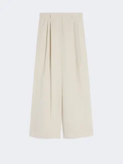 Viscose and linen wide-leg trousers - BEIGE