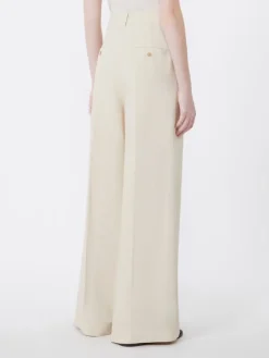 Viscose and linen wide-leg trousers - BEIGE