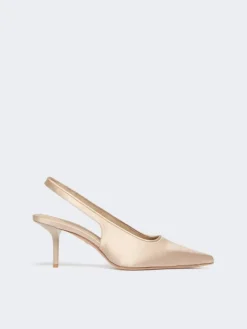 Viscose and silk satin slingbacks - POWDER