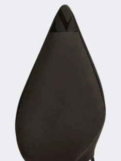 Viscose and silk satin slingbacks - BLACK