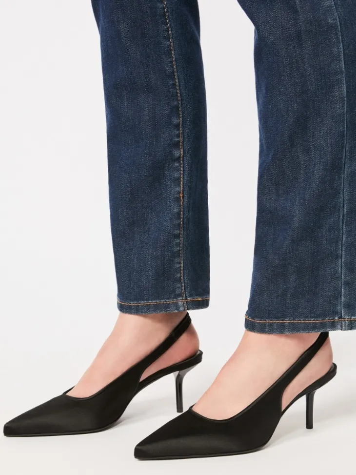 Viscose and silk satin slingbacks - BLACK