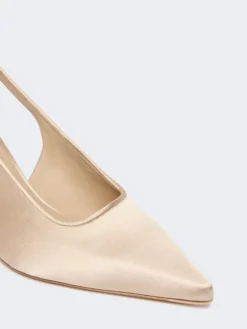 Viscose and silk satin slingbacks - BEIGE