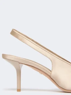 Viscose and silk satin slingbacks - BEIGE