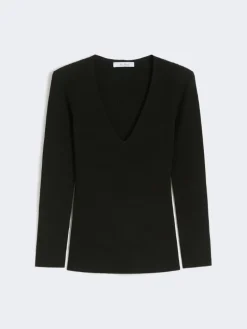 Viscose blend yarn jumper - BLACK