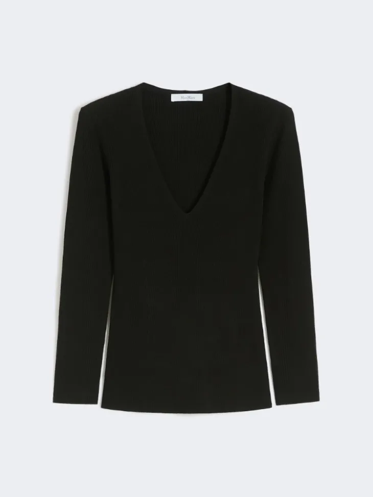 Viscose blend yarn jumper - BLACK