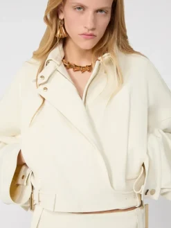 Viscose cady cropped jacket - IVORY