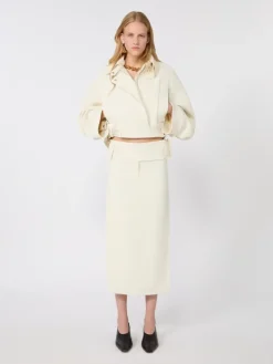 Viscose cady cropped jacket - IVORY