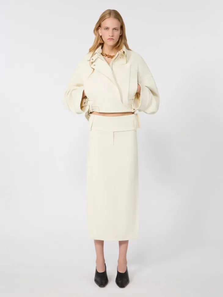 Viscose cady cropped jacket - IVORY