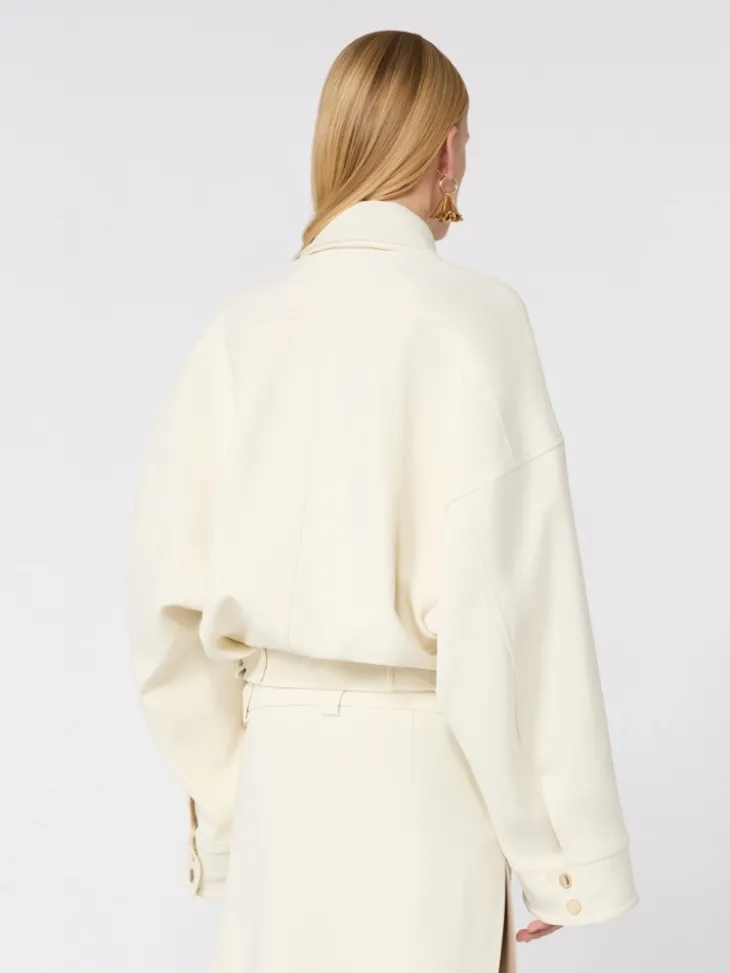 Viscose cady cropped jacket - IVORY