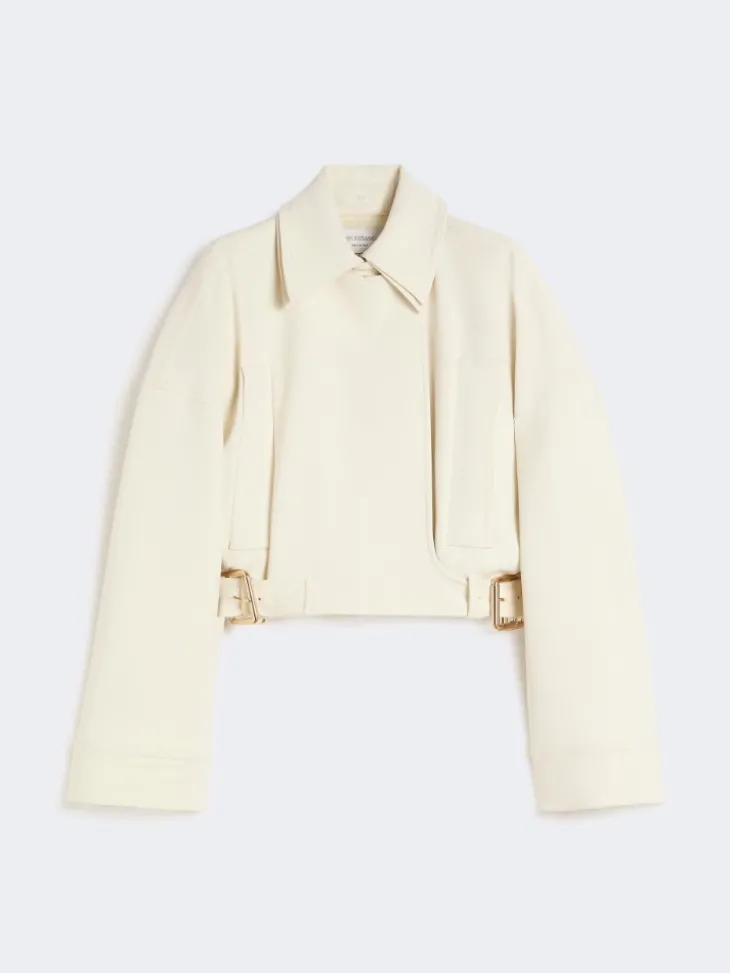 Viscose cady cropped jacket - IVORY