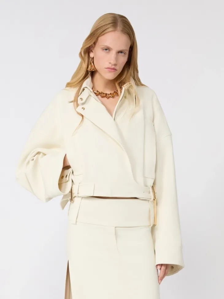 Viscose cady cropped jacket - IVORY