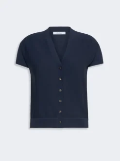 Viscose crepe cardigan - ULTRAMARINE