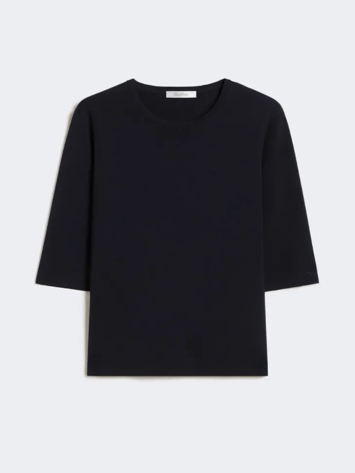 Viscose crêpe crew-neck jumper - ULTRAMARINE