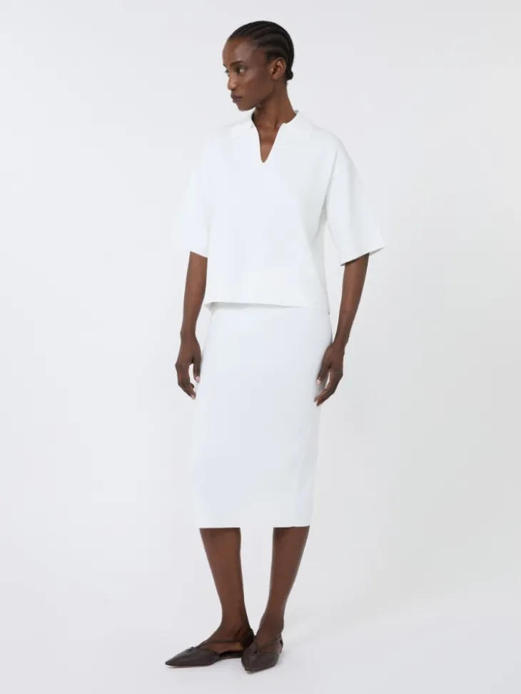 Viscose crêpe yarn jumper - OPTICAL WHITE