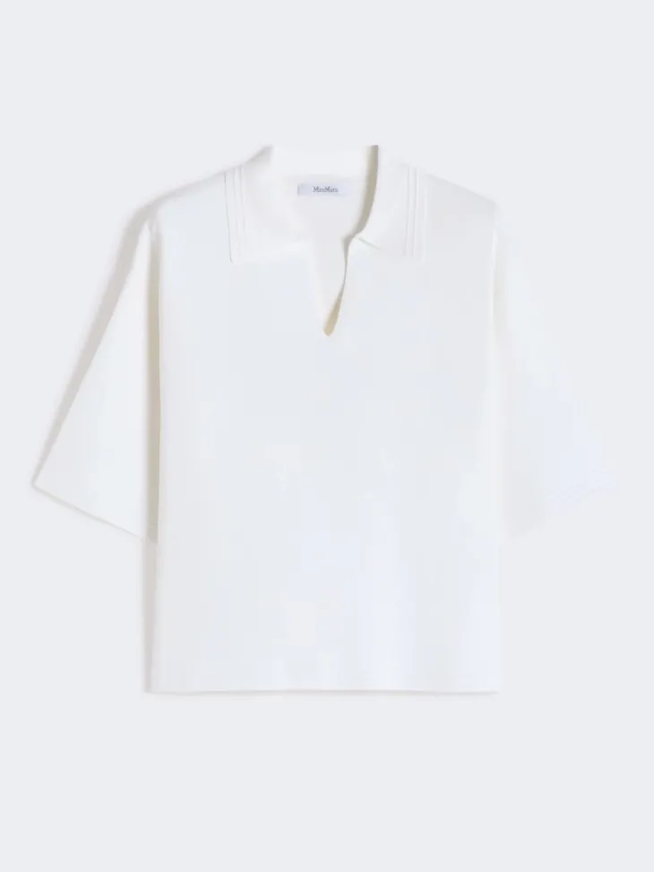 Viscose crêpe yarn jumper - OPTICAL WHITE