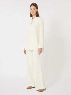 Viscose crêpe yarn jumper - IVORY