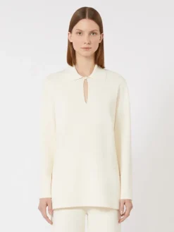 Viscose crêpe yarn jumper - IVORY