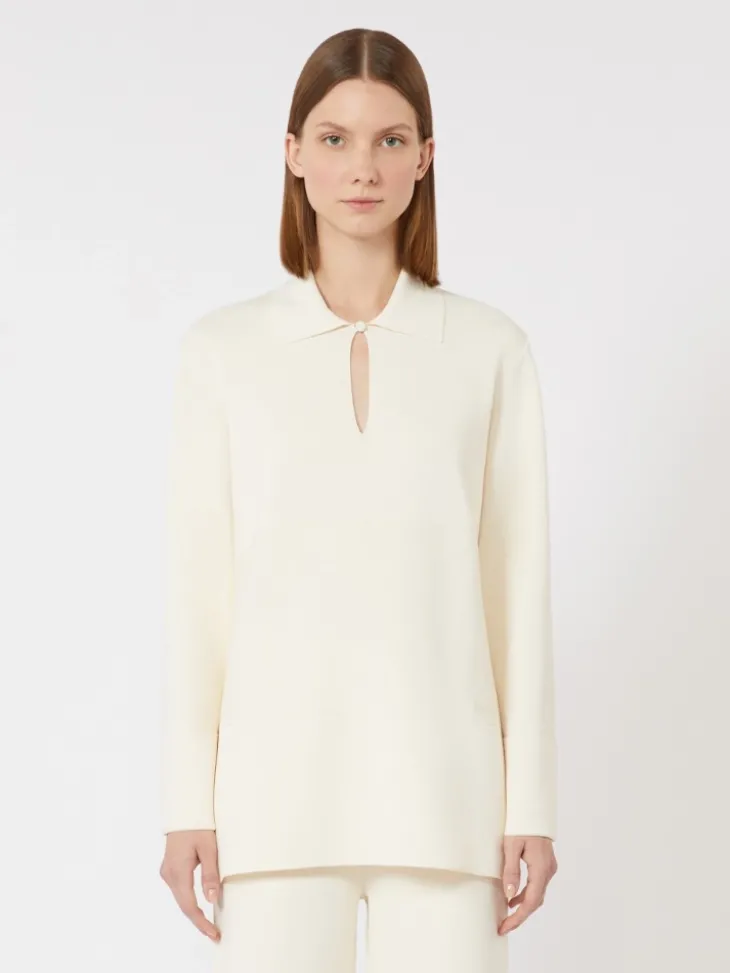 Viscose crêpe yarn jumper - IVORY